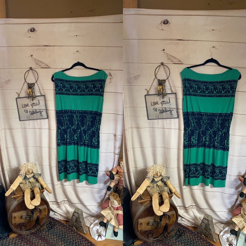 Rachel Rachel Roy; Green & Blue; Midi; Dress; L - Picture 6 of 8